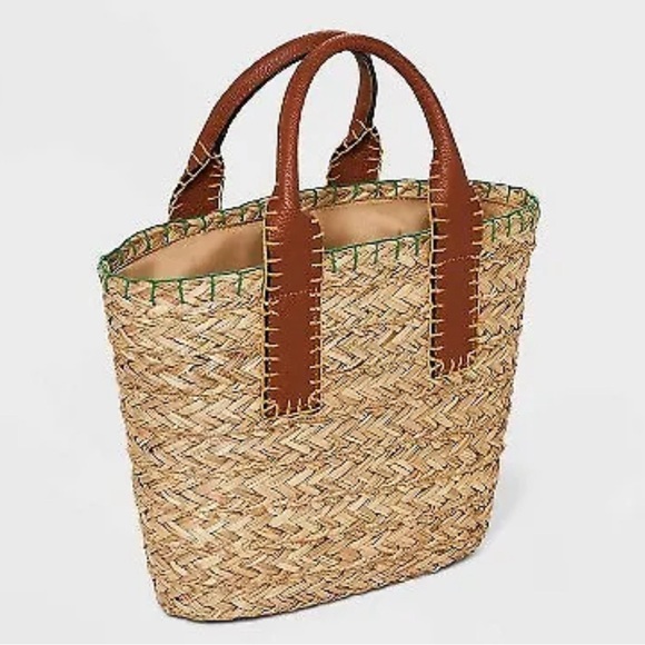 NWT Universal Thread Beige Straw Mini Tote Bag Purse - Picture 2 of 7